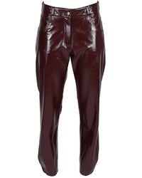 Lalipop Design - Vegan Leather Tapered Maroon Pants - Lyst