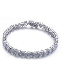 Genevive Jewelry - Sterling Silver Cubic Zirconia Square Stud Bracelet - Lyst