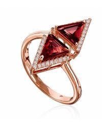 Artisan - Rose 18K Rose Rhodolite Garnet & Diamond Geometric Statement Ring - Lyst