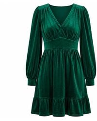 Yumi' - Velvet Long Sleeve Skater Dress - Lyst