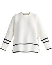 Paisie - Striped Details Ribbed Jumper With Side Buttons - Lyst
