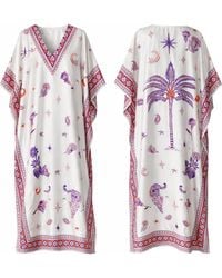 LOVEIST STORE - Morrocco Statement Print Silky Satin Kaftan Dress - Lyst