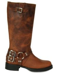 Urbnkicks - Tall Biker Distressed Boots - Lyst