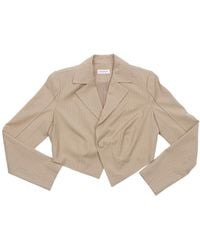 Circular Path - Neutrals Asymmetric Crop Pinstripe Blazer - Lyst