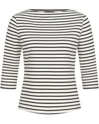 Marianna Déri - Top With Boat Neckline-Cream Striped - Lyst