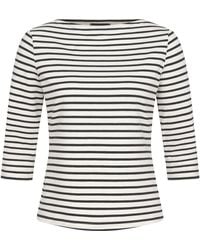 Marianna Déri - Top With Boat Neckline-Cream Striped - Lyst