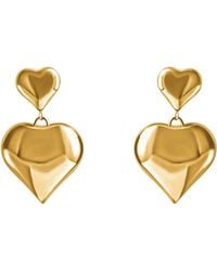 Laura Gray - Double Puffed Heart Post Earrings - Lyst