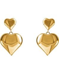 Laura Gray - Double Puffed Heart Post Earrings - Lyst