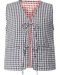 Yumi' - Gingham Reversible Cotton Tie Waistcoat - Lyst