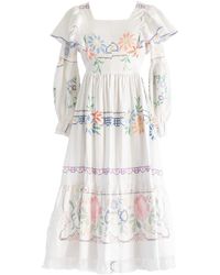 Sugar Cream Vintage - Re-design Upcycled Vibrant Cross-stitch Floral Maxi Dress - Lyst
