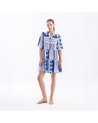 Haris Cotton - Button-Down A-Line Cotton Embroidered Dress Arrow - Lyst