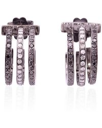 Artisan - Natural Diamond 925 Sterling Silver Handmade Half Hoop Earrings Jewelry - Lyst