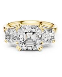 Aya Fine Jewelry - Three Stone Emerald Cut Lab Diamond Ring With Radiant Side Stones - Lyst