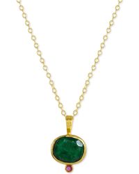 Ottoman Hands - Lucia Emerald Necklace With Pink Crystal - Lyst