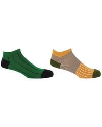 Peper Harow - Made in England - Pin Stripe & Oxford Stripe Mustard Trainer Socks Bundle - Lyst