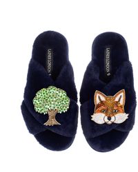 Laines London - Classic Laines Slippers With Oak Tree & Fox Brooches - Lyst
