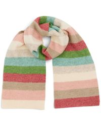 Saachi - Cozy Striped Knit Natural Scarf - Lyst