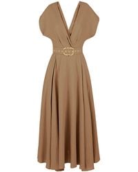 ALINA CERNĂTESCU - Neutrals Ischia Linen Office & Cocktail Midi Dress - Lyst