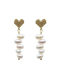 Ninemoo - Heartfelt Pearl String Earrings - Lyst