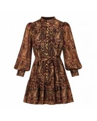 Yumi' - Paisley Long Sleeve Shirt Dress - Lyst