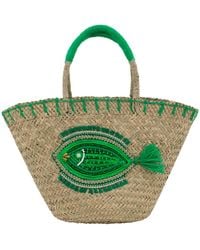 OhSun - Neutrals Dory Straw Embroidered Beach Bag - Lyst