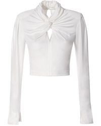 AGGI by HALEWSKI - Dalia Pearl Long Sleeve Crop Top With A Know - Lyst