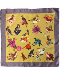 Ralufineart - Silk Twill Pocket Square With Exotic Birds - Lyst