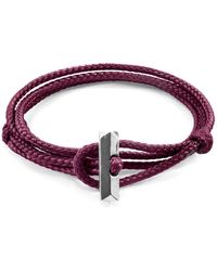 Anchor and Crew - Aubergine Purple Oxford Silver & Rope Bracelet - Lyst