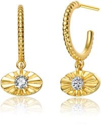 Genevive Jewelry - Rachel Glauber Plated Round Charm Open Hoop Earrings - Lyst