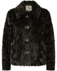 Yumi' - Luxe Textured Faux Fur Jacket With Pockets - Lyst