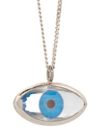 Ebru Jewelry - Blue Glass Evil Eye Sterling Silver Necklace - Lyst