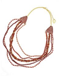 Lavish by Tricia Milaneze - Gold / Neutrals / Red Coral Red Mix Waves Handmade Necklace - Lyst