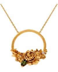 Lee Renee - Rose Halo Diamond & Tourmaline Necklace – - Lyst