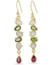 Isla Silver - Peridot, Moonstone & Tourmaline Vermeil Drop Earrings - Lyst