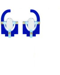 Gissa Bicalho - Handmade Acrylic Earring With Oval Cut Stone - Lyst
