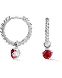 Dower & Hall - Garnet Charm On Large Dotty Orissa Hoops - Lyst