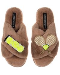 Laines London - Neutrals Classic Laines Slippers With Tennis Lover Brooches - Lyst