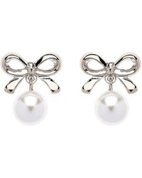 Emma Holland Jewellery - Platinum Bow & Pearl Earrings - Lyst