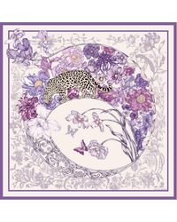 Silk and Bears - Lilac & Leopard Silk Twill Scarf – Printed Mulberry Silk, Hand-Rolled Hem - Lyst