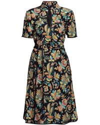 Rumour London - Akiko Kimono-style Silk Wrap Dress With Oriental Floral Print In Black - Lyst