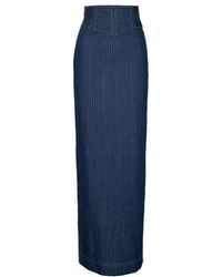 Ofuure - Denim Pinstripe Ona Maxi Skirt - Lyst