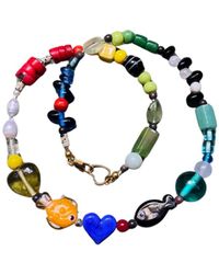 Desert Lobby - Valentines – Handcrafted Beaded Necklace With Murano Glass Fish & Heart Motif, Pearl & Gemstones - Lyst