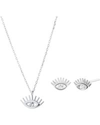 Spero London - Eye Evil Eye Sterling Necklace & Stud Set - Lyst