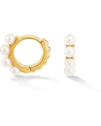 Dower & Hall - Small Luna Pearl Huggie Hoops - Lyst