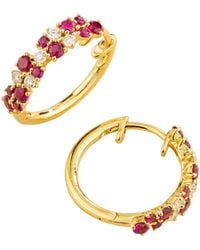 Juvetti - Starry Huggie Earrings Set With Ruby & Diamond - Lyst