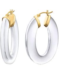 Gold & Honey - Clear Flat Oval Hoops - Lyst