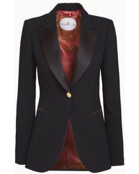 The Extreme Collection - Single Breasted Premium Crepe Blazer With Satin Flaps Carlotta - Lyst