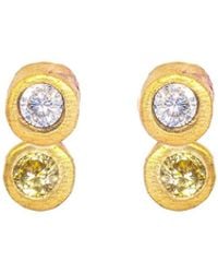 Lily Flo Jewellery - Disco Dot Diamond And Yellow Sapphire Stud Earrings - Lyst