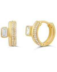 SHYMI - Two Row And Emerald Stone Huggies - Lyst