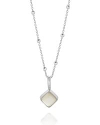 Nellou Jewellery - Neutrals Moonstone Birthstone Necklace – June Diamond Shape - Lyst